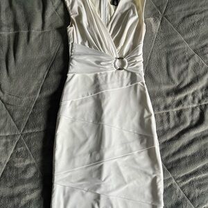 White House Black Market Beige White Mini Dress